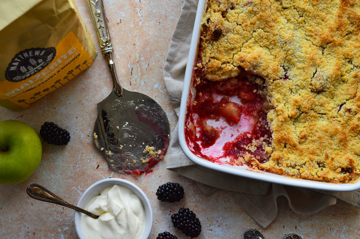 Autumnal Apple and Blackberry Crumble