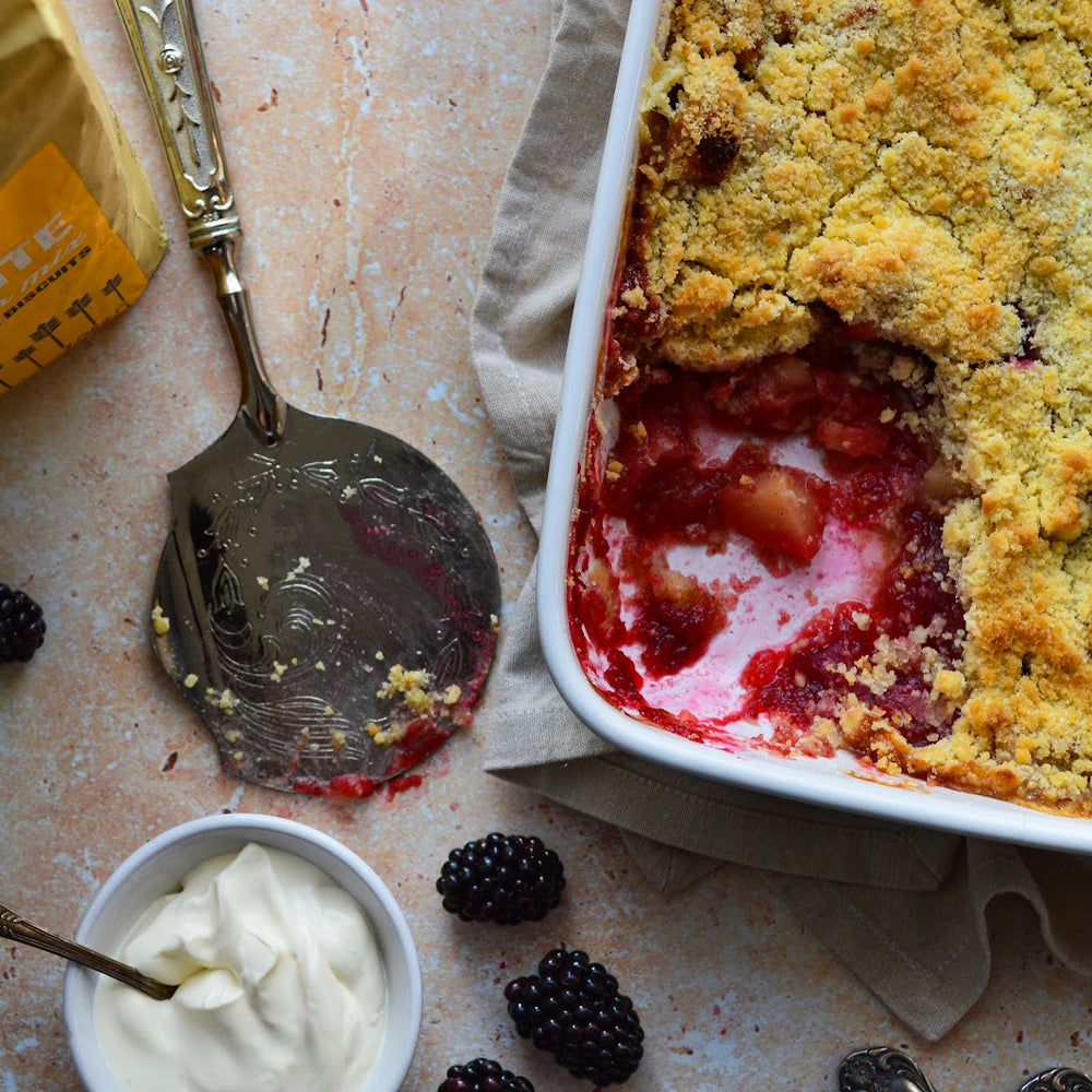 Autumnal Apple and Blackberry Crumble