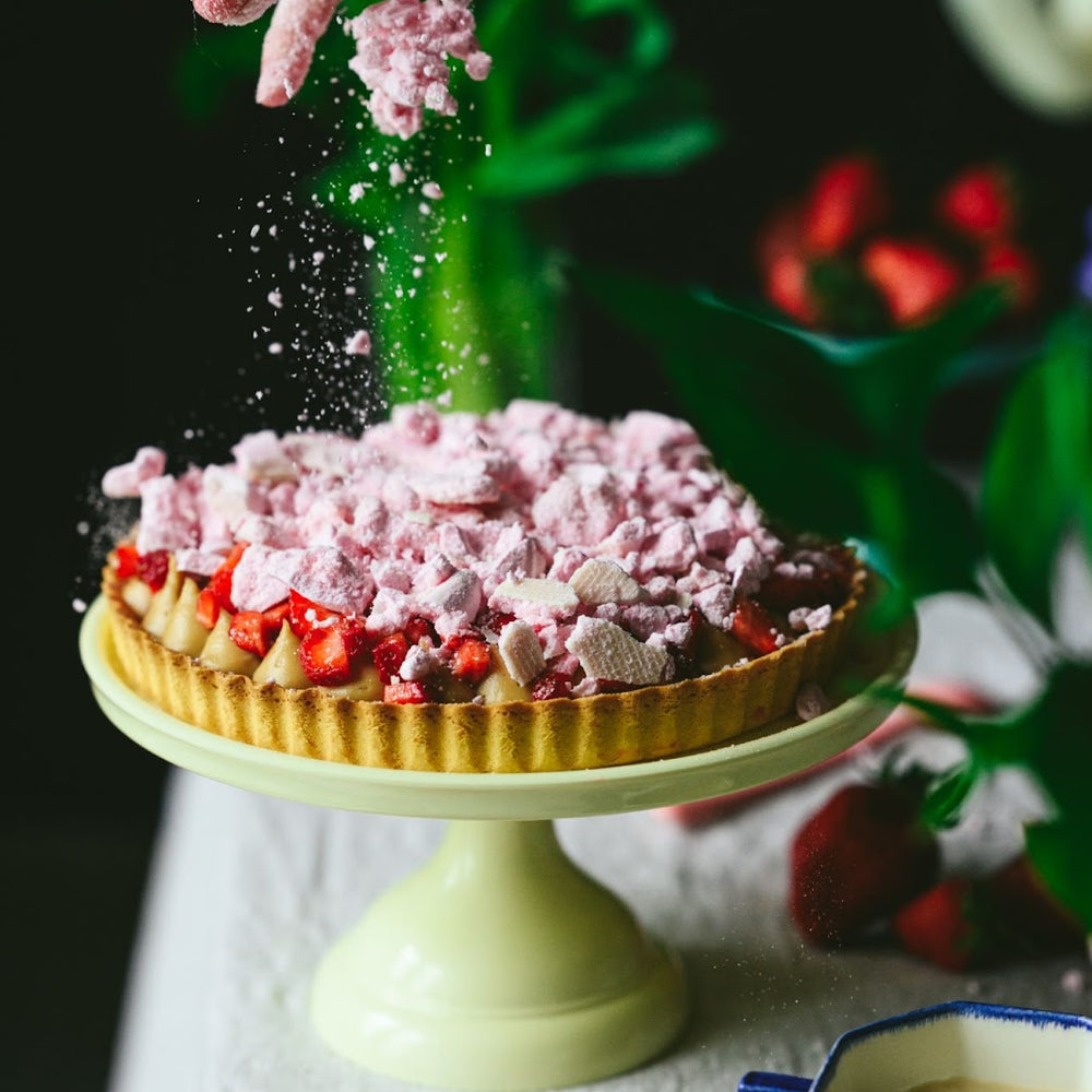 Earl Grey & Panela Custard Tart with Strawberry Meringue