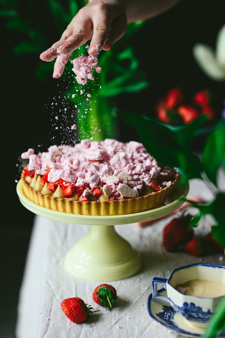 Earl Grey & Panela Custard Tart with Strawberry Meringue