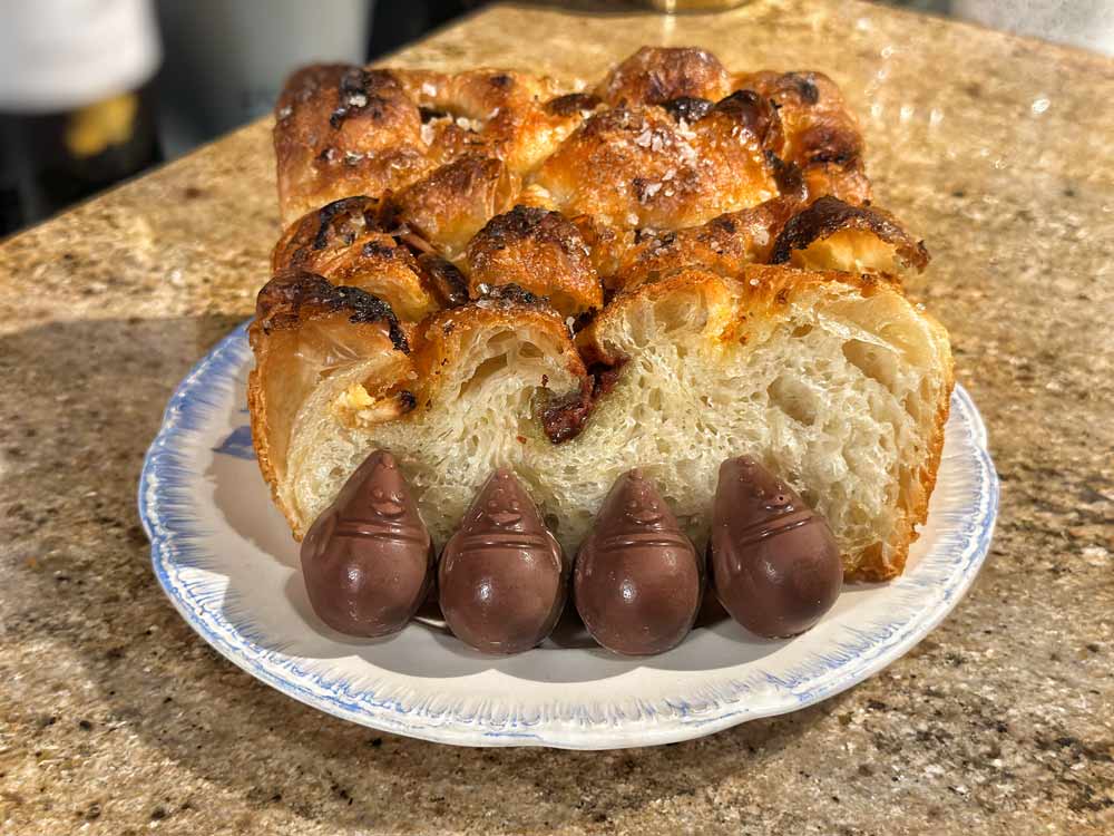 Maple Glazed Focaccia, Sea Salt & Chocolate Buttons