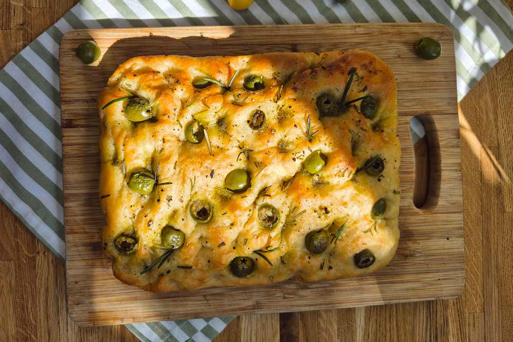 April's Nocellara Olive, Sea Salt & Rosemary Focaccia Recipe - Cotswold Flour