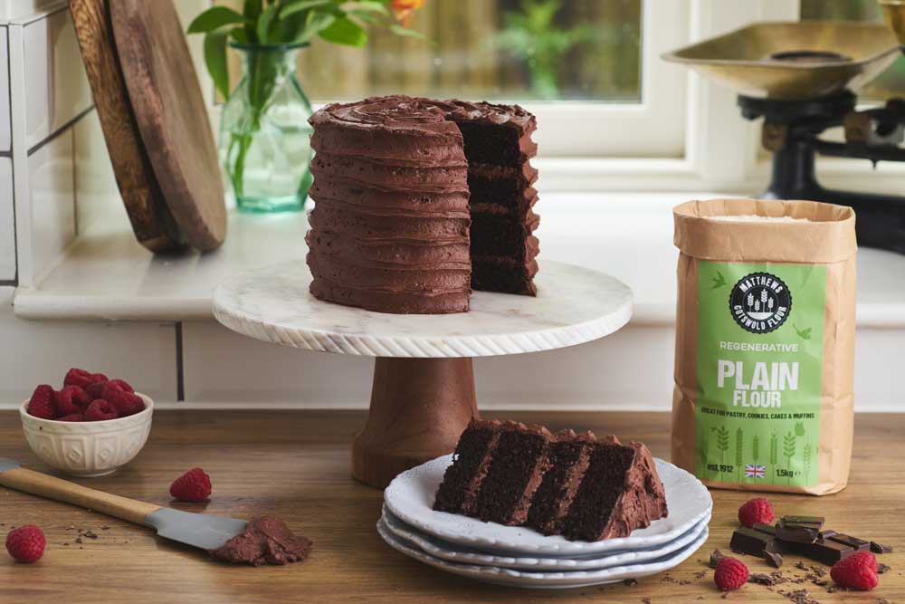 Regenerative Chocolate Fudge Layer Cake Recipe - Cotswold Flour