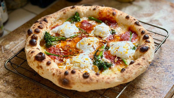 Romesco Sauce, Broccoli & Mozzarella Regenerative Pizza