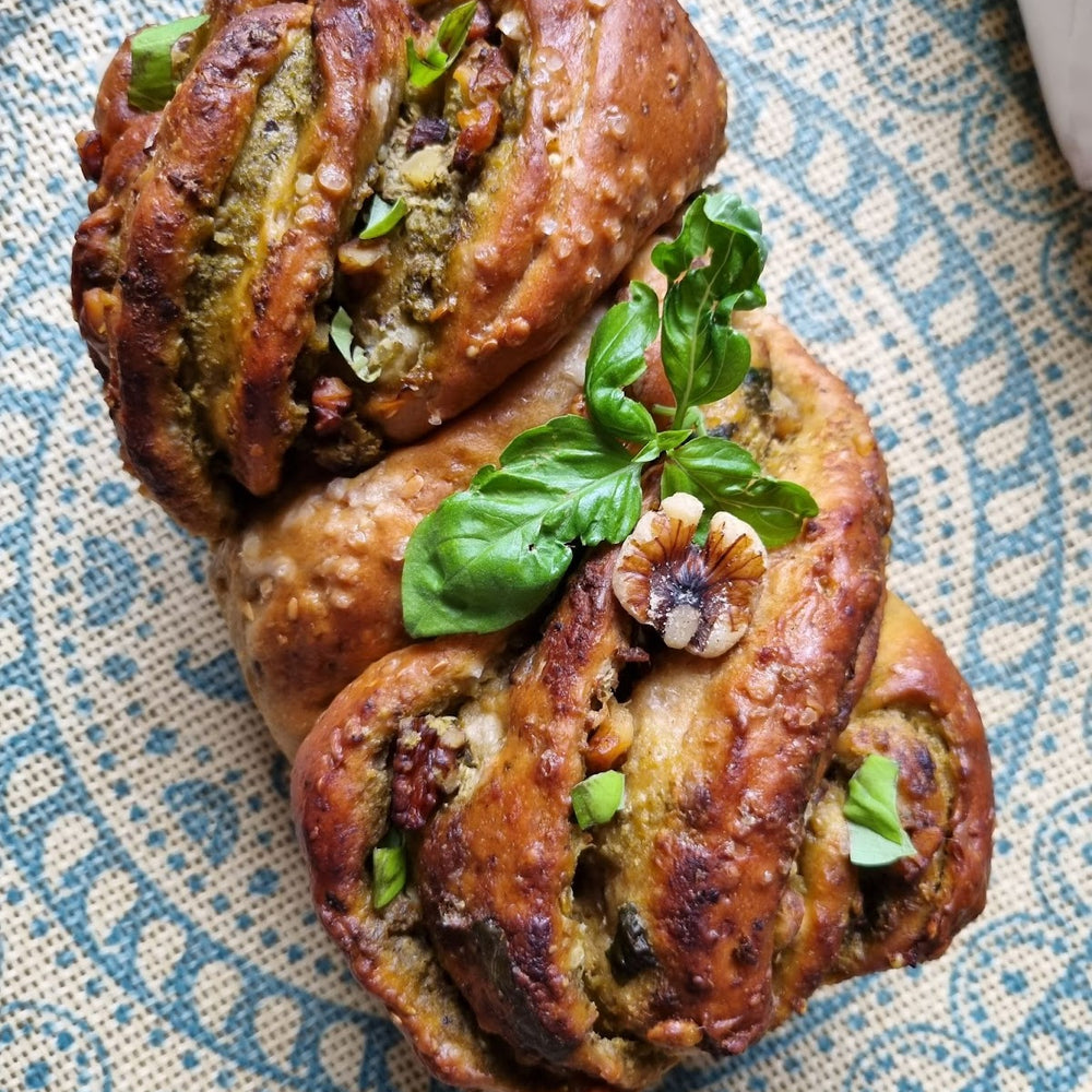 Savoury Walnut & Pesto Babka with Organic Seven Seed