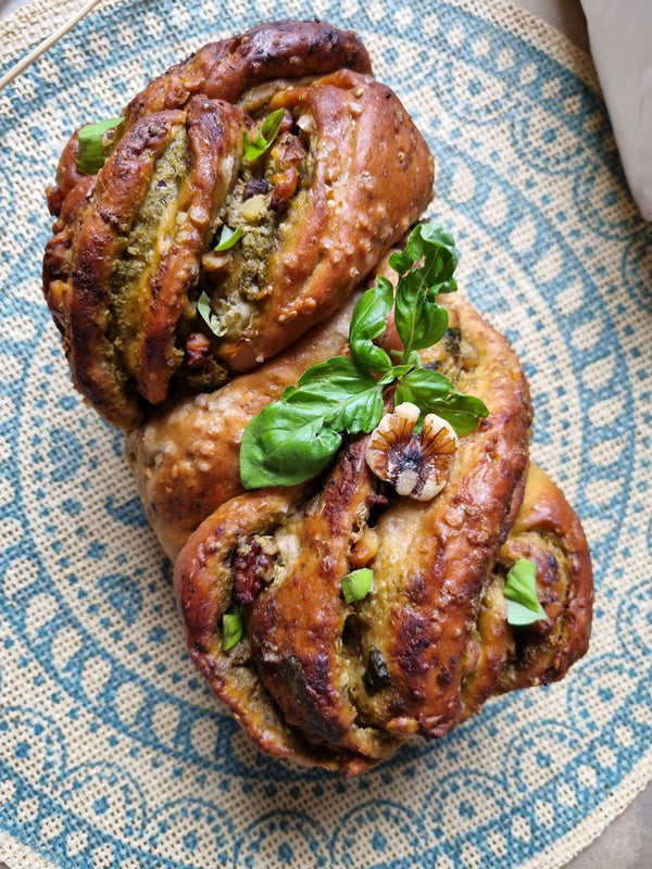 Savoury Walnut & Pesto Babka with Organic Seven Seed