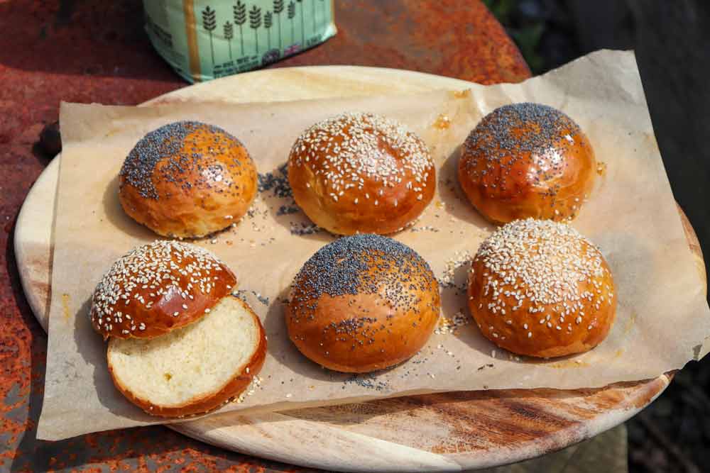 Easy Poppy & Sesame Seed Brioche Burger Buns