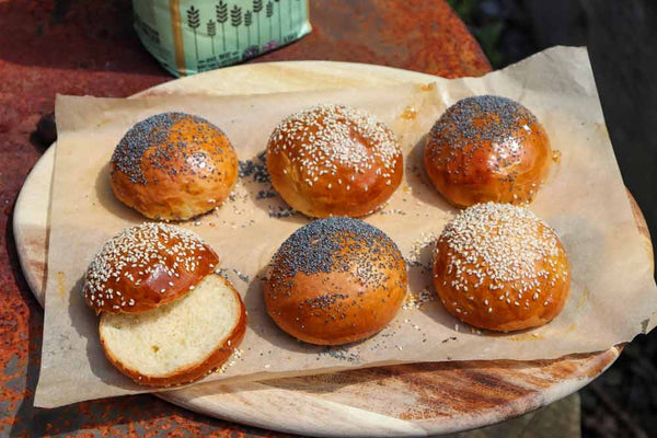 Easy Poppy & Sesame Seed Brioche Burger Buns