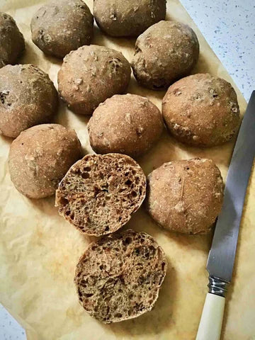 Elaine's Malted Cotswold Rye Sourdough Rolls