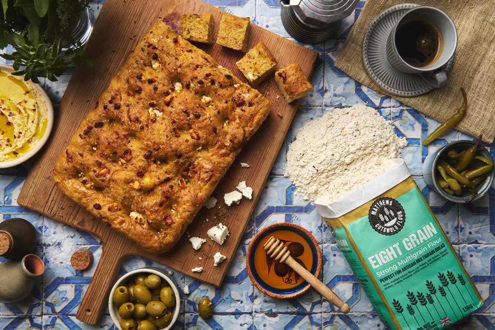 Eight Grain, Carrot, Honey and Feta Focaccia Recipe