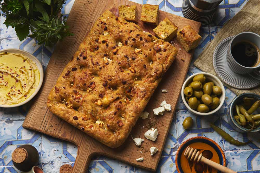 Eight Grain, Carrot, Honey and Feta Focaccia Recipe