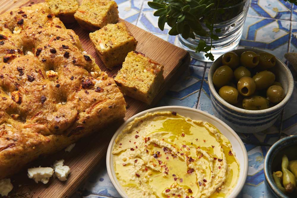 Eight Grain, Carrot, Honey and Feta Focaccia Recipe
