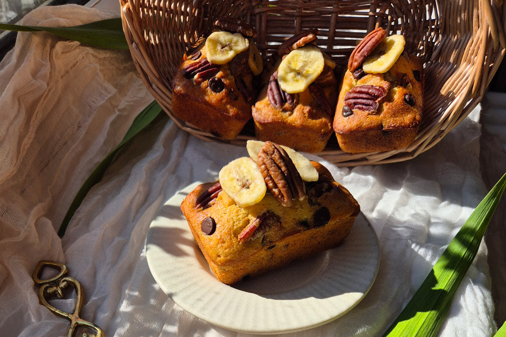 Pecan & Chocolate Chip Mini Banana Loaf Cakes Recipe