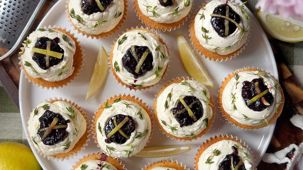 Lemon, Thyme & Blueberry Cupcakes Recipe